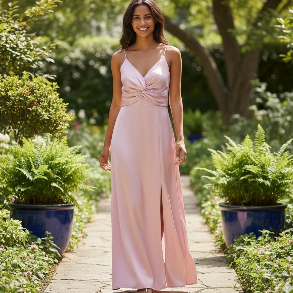 Bardot OrA Twisted Satin Pink Sleeveless Dress